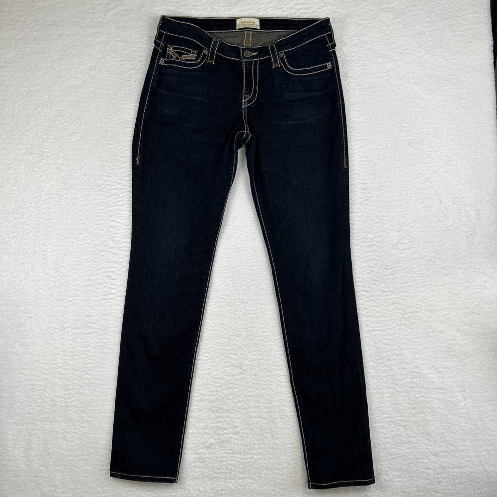 Big Star Maddie Skinny Denim Jeans Dark Wash Thick Stitch Womens 28 Long (33x33)